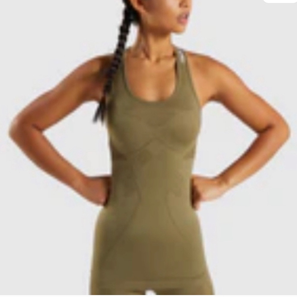 GYMSHARK POWER flawless seamless knit vest tank top open back laser cut